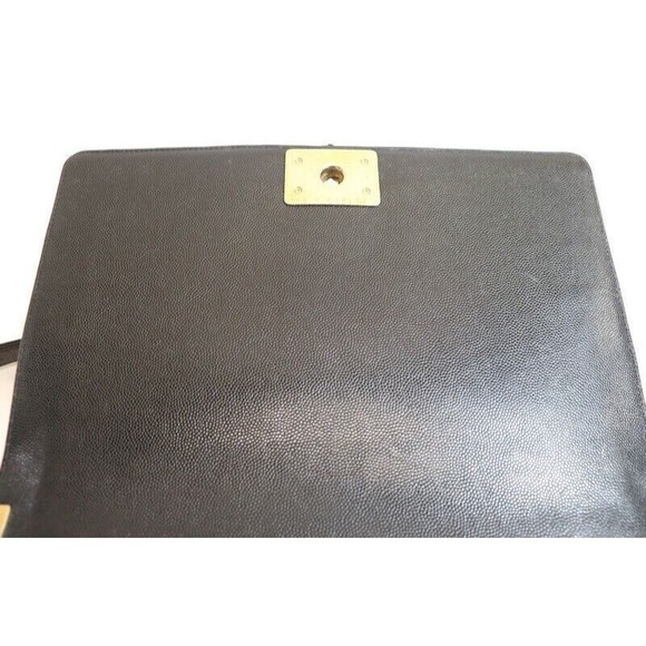 CHANEL - Quilted Black Caviar Leather BOY FLAP Shoulder Bag w/Authenticity Card - Picture 12 of 16